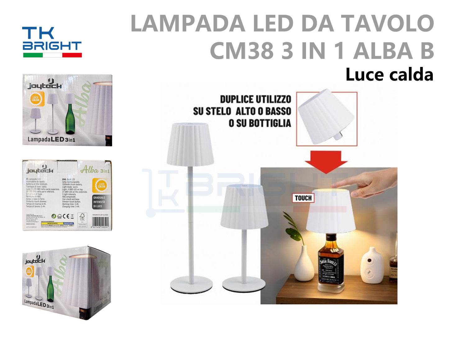 Lampada LED da Tavolo 3 in 1 Alba B - 38cm Multifunzione