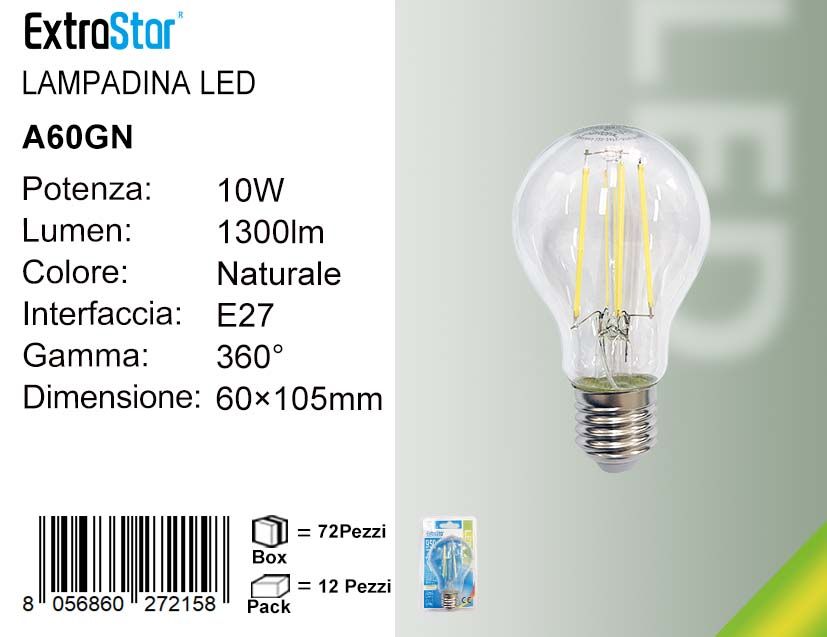 LAMPADINA LED E27 10W A60 EDISON