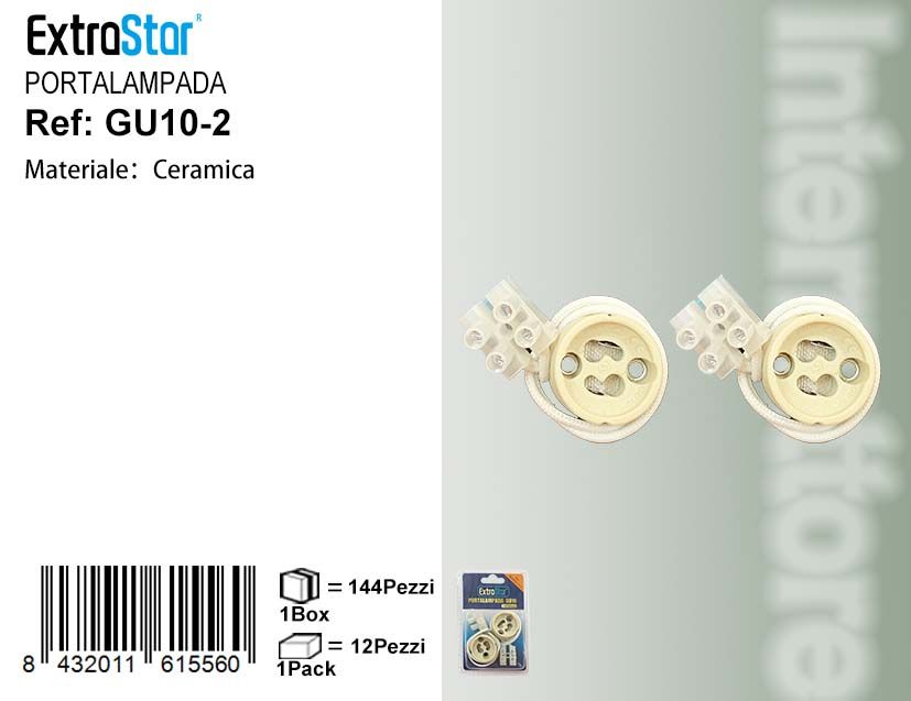 Portalampada in Ceramica GU10 - Confezione da 2 Pezzi
