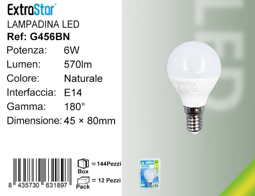 LAMPADINA LED E14 6W G45