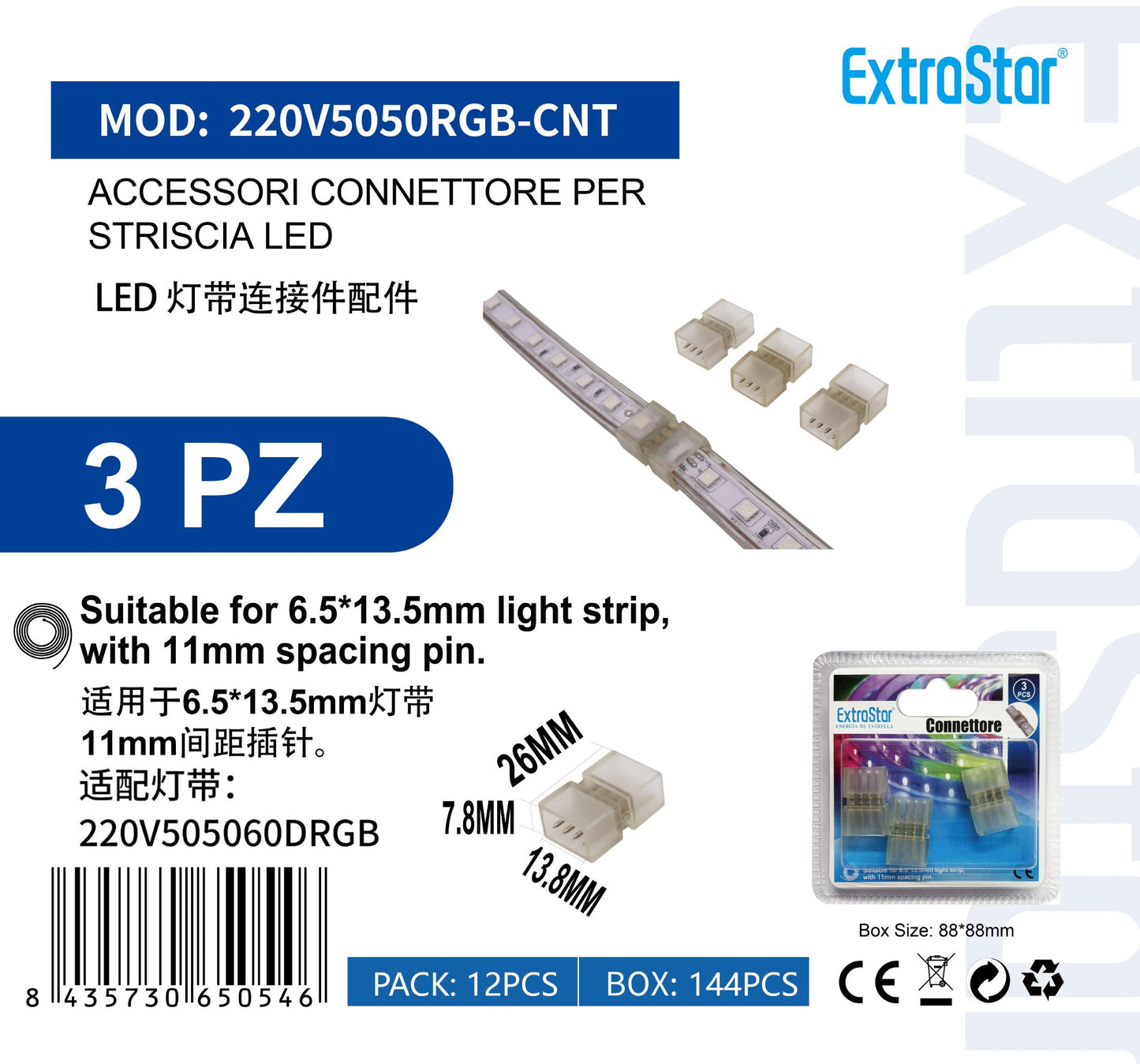 Connettore per Striscia LED - Accessorio di Collegamento Rapido