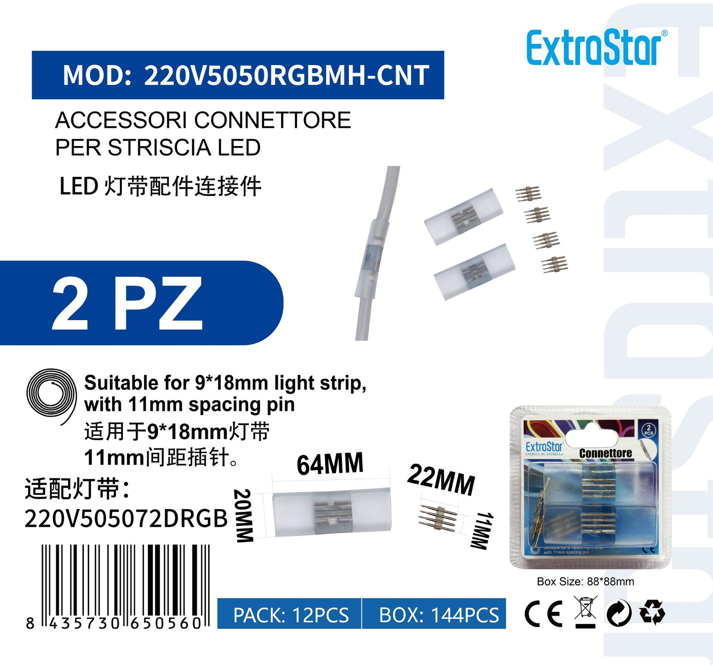 Connettore per Striscia LED Neon - Accessorio Collegamento Neon Flex