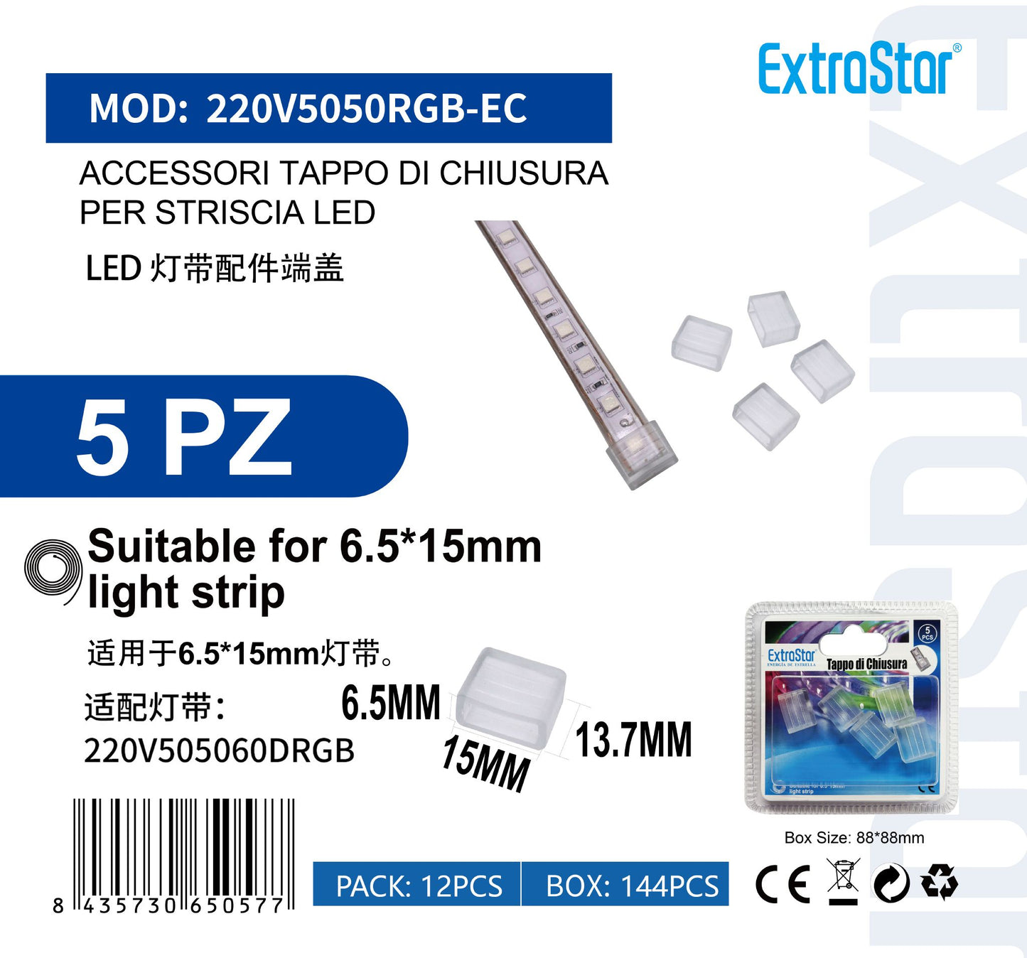 Tappo di Chiusura per Striscia LED - Accessorio Terminale Sigillante