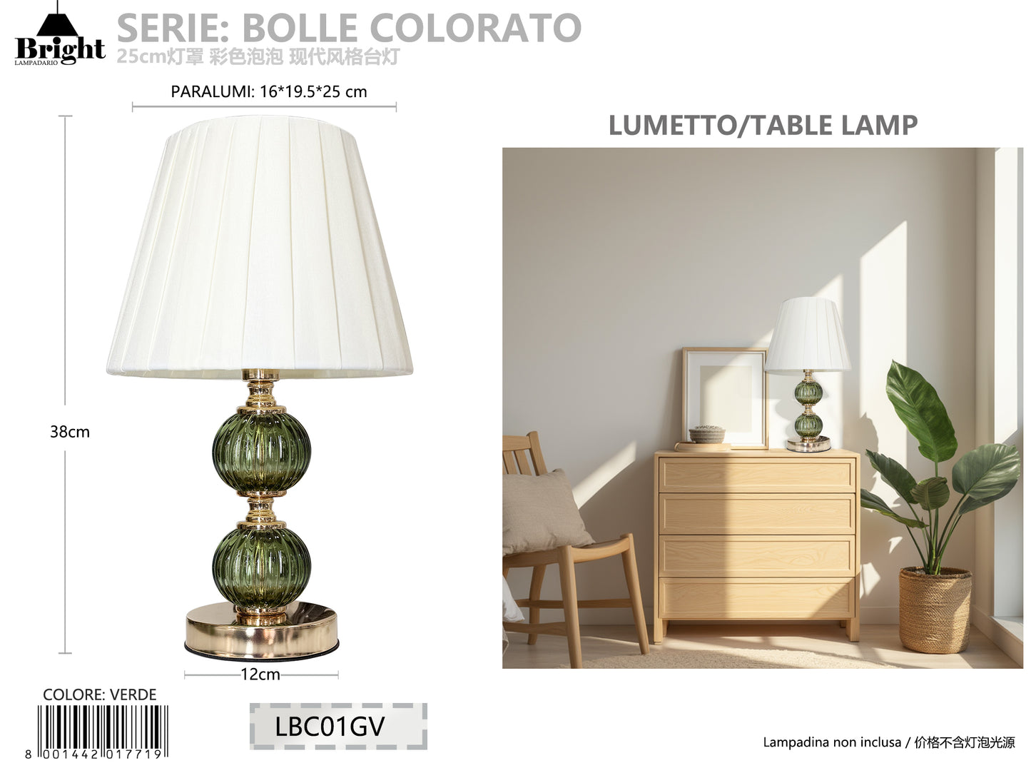 Lampada da Tavolo Grande in Vetro Colorato LBC01 - Serie Bolle Colorate
