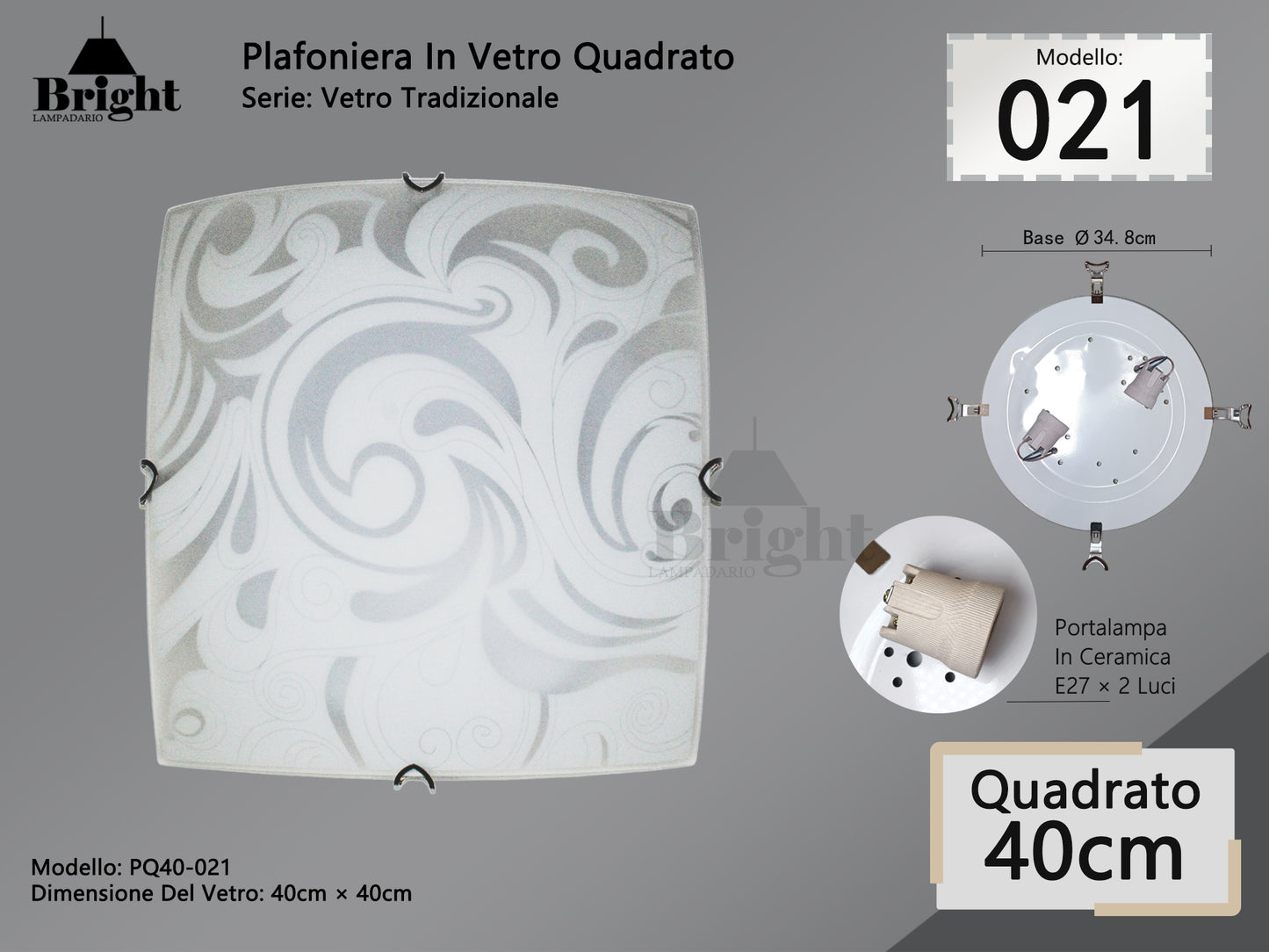 Runde Deckenlampe aus Glas mit einfacher moderner Lampenfassung von 30 cm