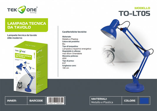 Lampada Tecnica Con Morsetto TO-LT05/Lampada scrivania/TEK ONE