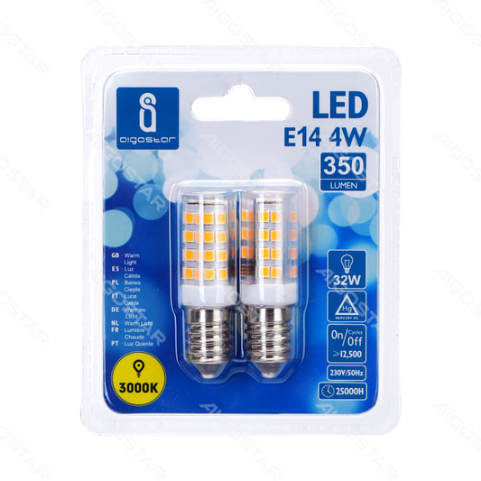 Lampadina LED E14 4W (32W), 350 Lumen, Luce Calda 3000K, DOPPIA