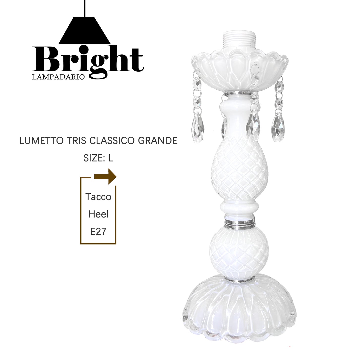 Lumetto BIANCO Tris Classico Vintage/lumi da comodino tavolo/in vetro…