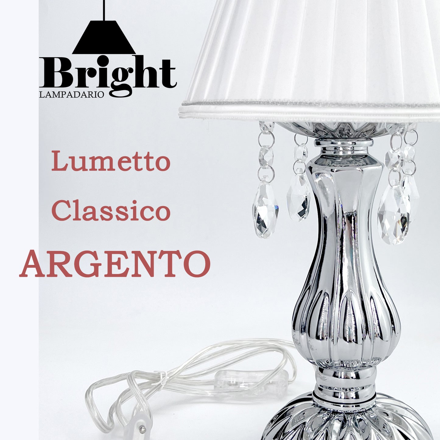Lumetto ARGENTO Tris Classico Vintage/lumi da comodino tavolo/in vetro…