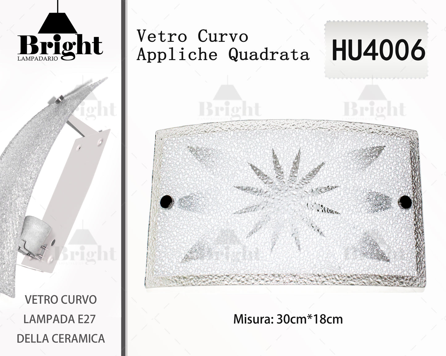 Appliche rettangolo in vetro/lampada da parete in vetro/ E27 lampada da parete
