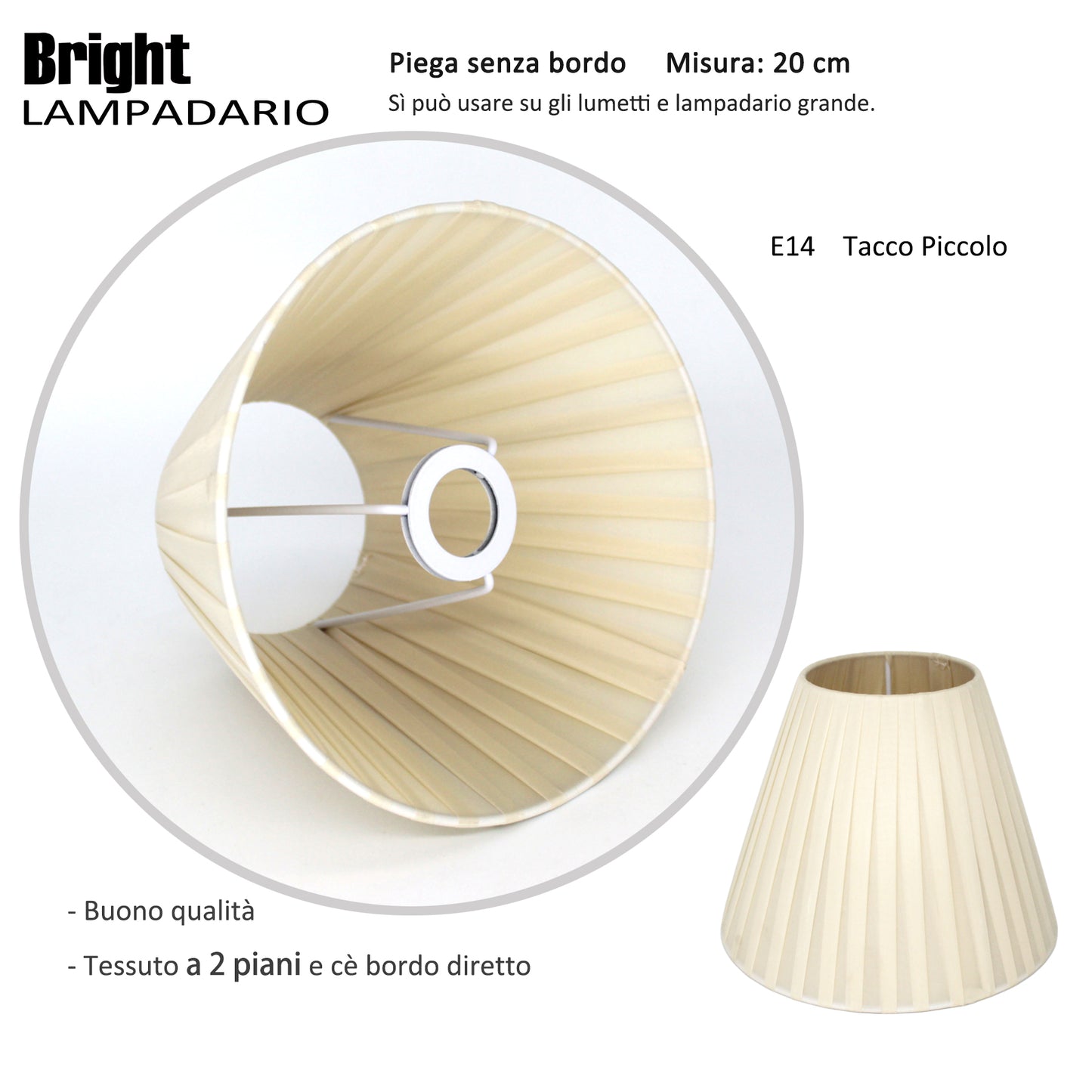 Cupola in Tessuto Pieghettato misura 20cm E14 Paralumi x lumetti