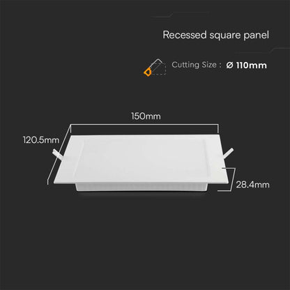 V-TAC Mini Pannello LED 6W 100LM/W Quadrato da Incasso Compatibile con Foro 105-110mm