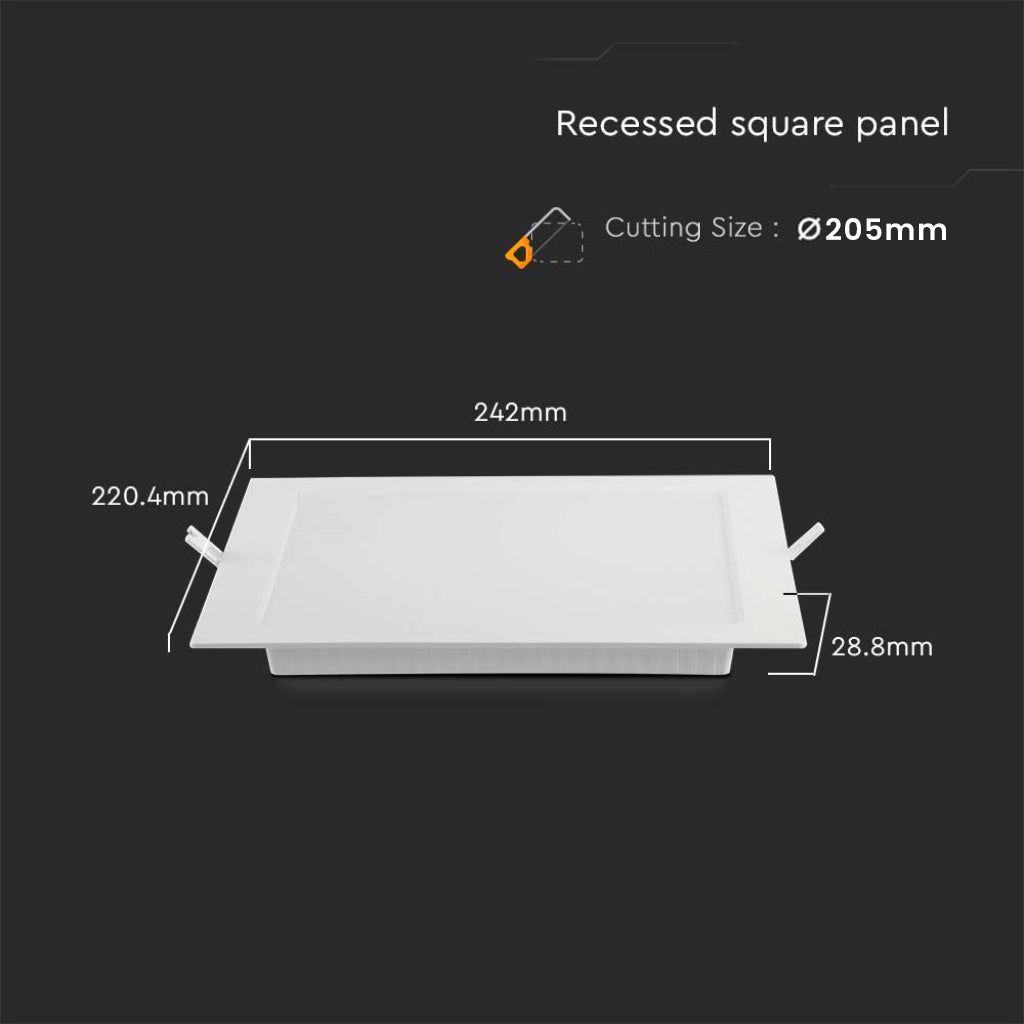 V-TAC Pannello LED 18W 100LM/W Quadrato da Incasso Compatibile con Foro 200-205mm