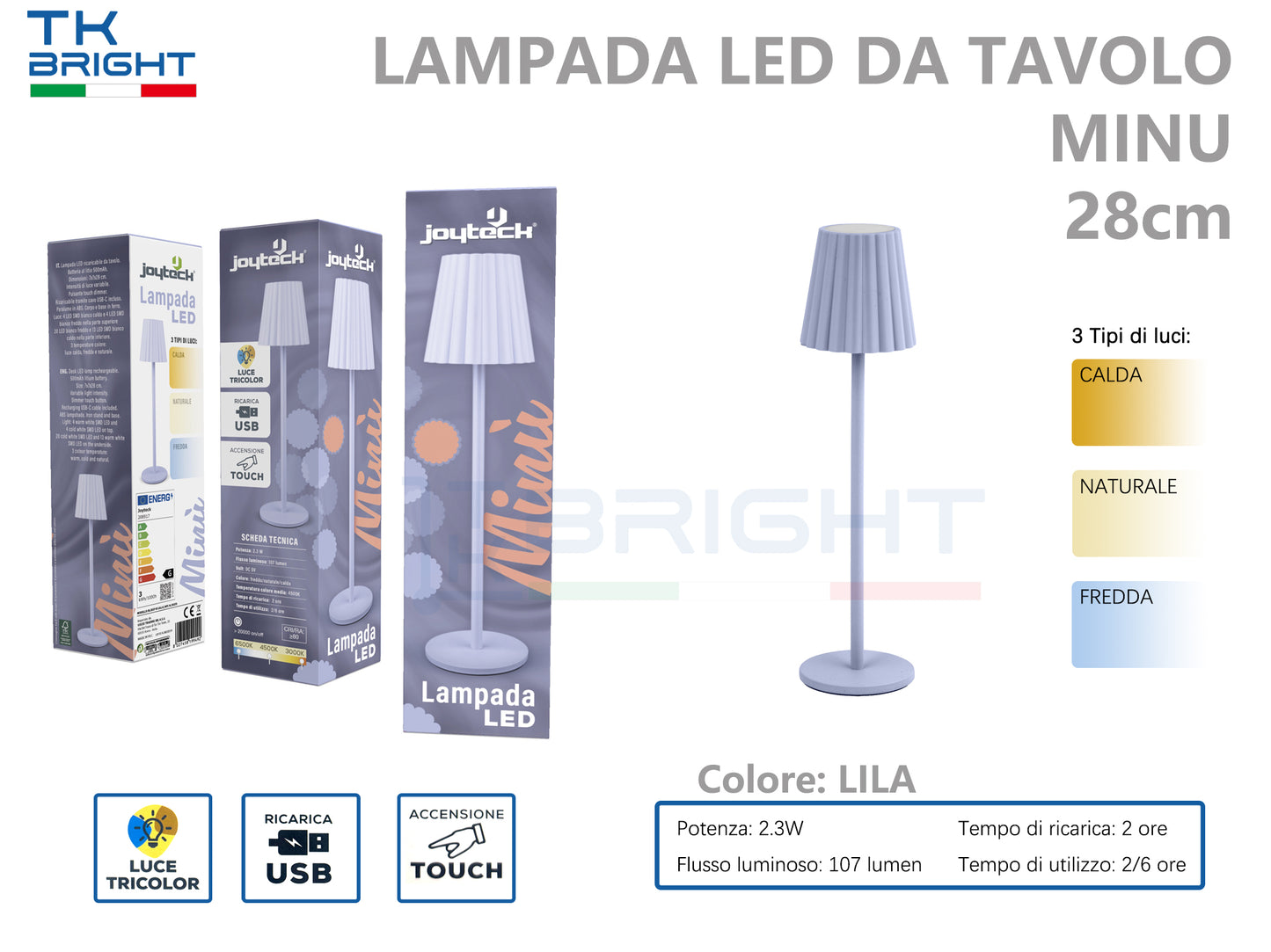 Lampada LED da Tavolo Minu 28cm - Design Compatto e Moderno
