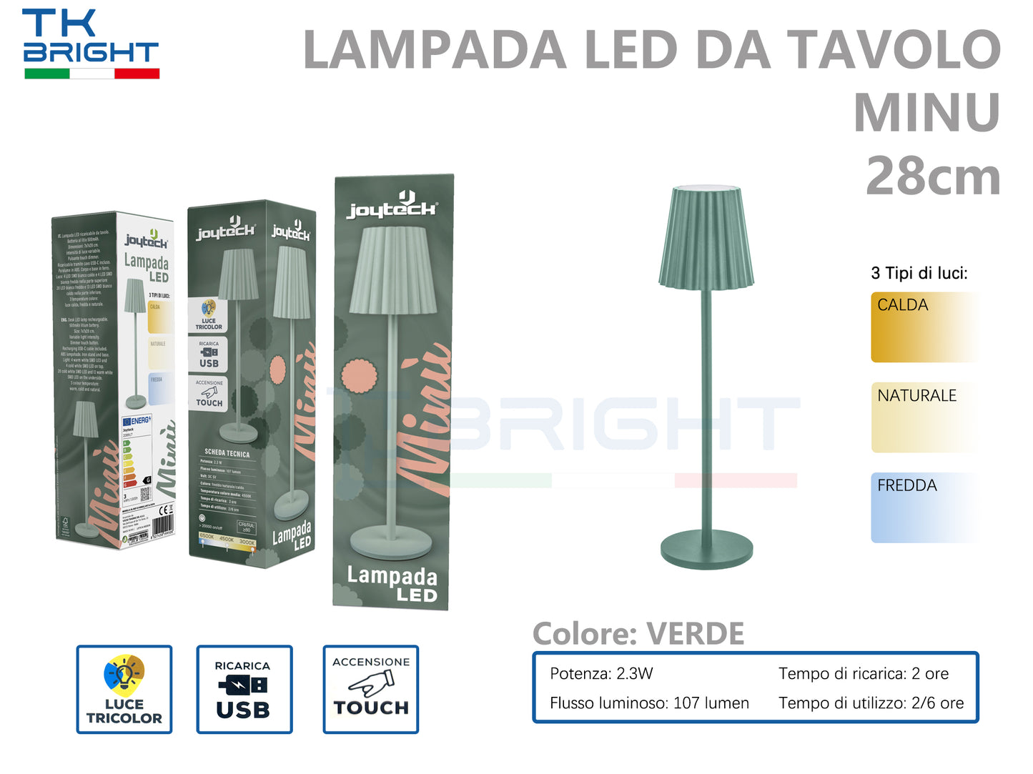 Lampada LED da Tavolo Minu 28cm - Design Compatto e Moderno