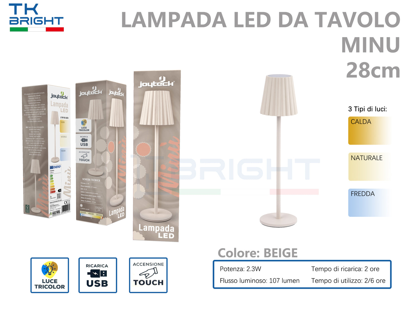 Lampada LED da Tavolo Minu 28cm - Design Compatto e Moderno