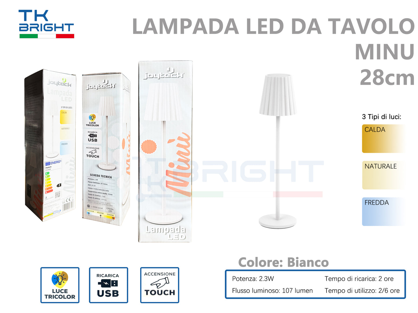 Lampada LED da Tavolo Minu 28cm - Design Compatto e Moderno
