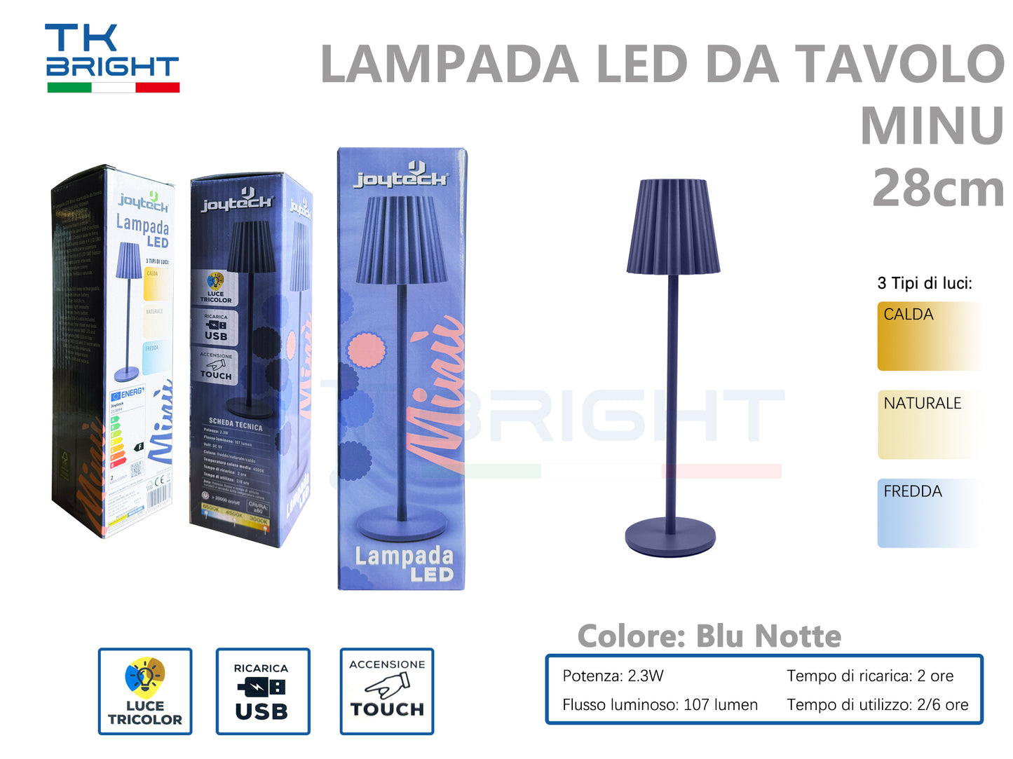 Lampada LED da Tavolo Minu 28cm - Design Compatto e Moderno