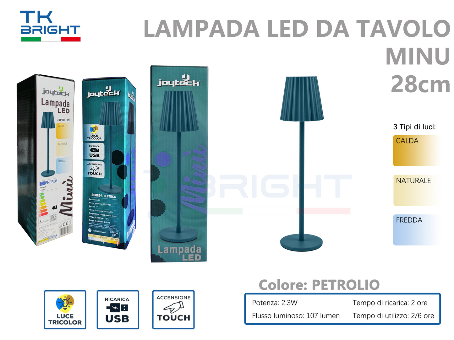 Lampada LED da Tavolo Minu 28cm - Design Compatto e Moderno