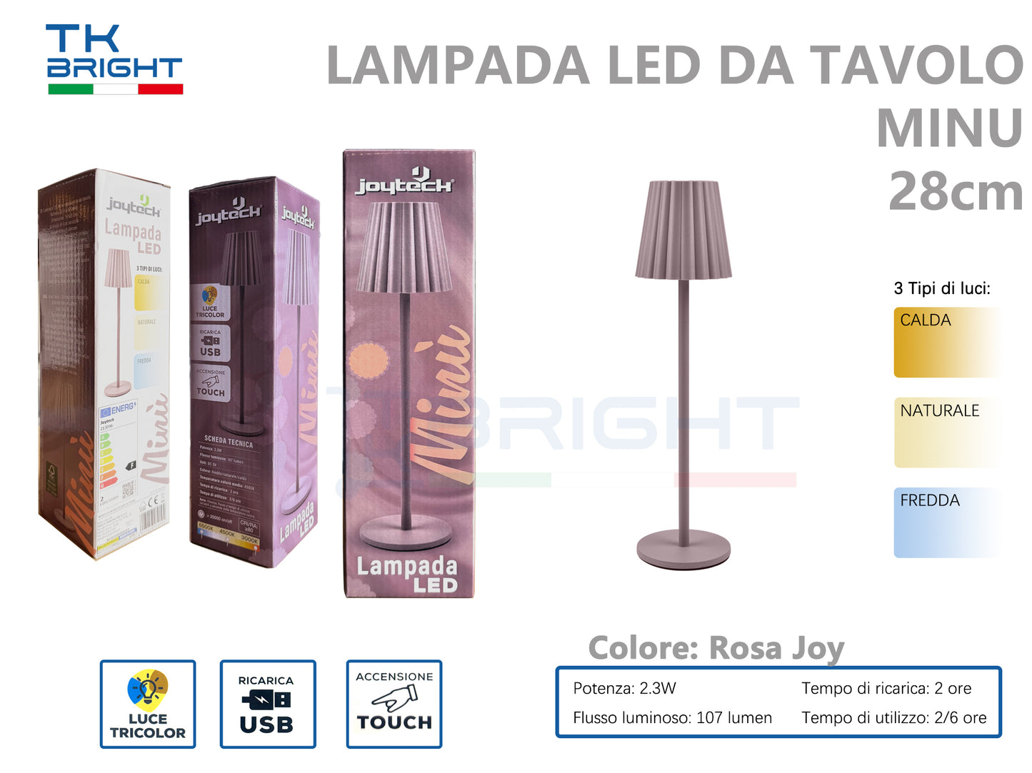 Lampada LED da Tavolo Minu 28cm - Design Compatto e Moderno
