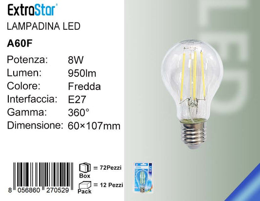 LAMPADINA LED E27 8W A60 EDISON