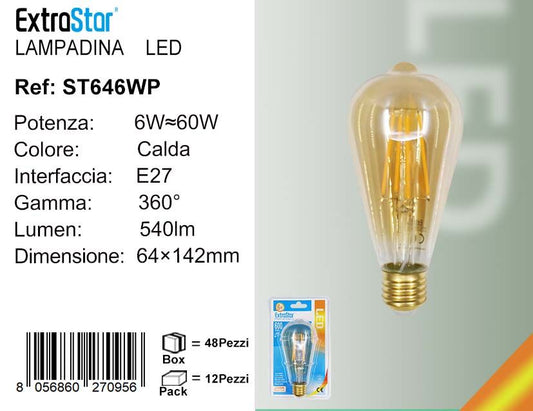 LAMPADINA LED E27 6W ST646WP EDISON