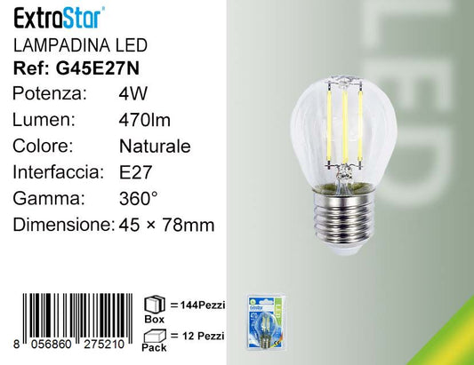 LAMPADINA LED E27 4W G45 EDISON