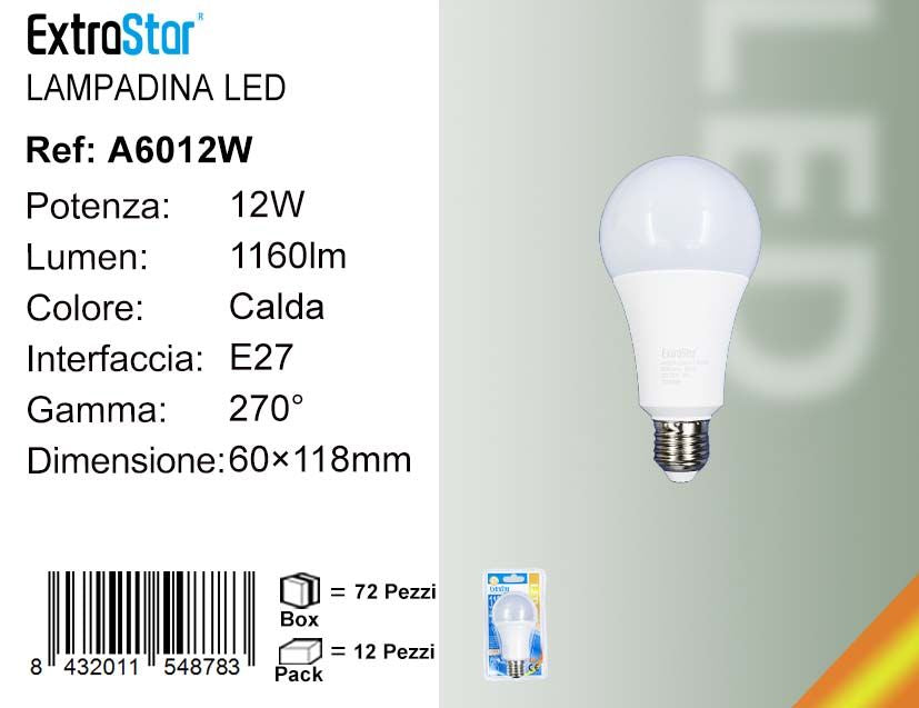 LAMPADINA LED E27 12W A60