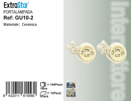 Portalampada in Ceramica GU10 - Confezione da 2 Pezzi