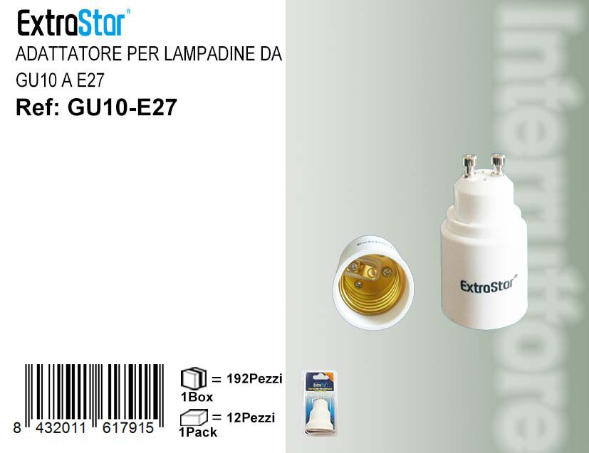 ADATTATORE PER LAMPADINA DA GU10 A E27