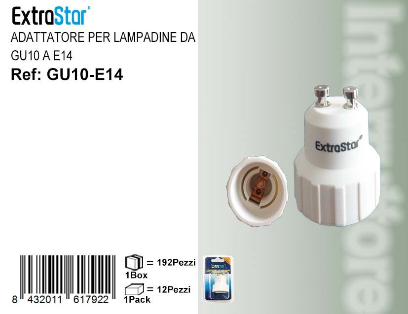 ADATTATORE PER LAMPADINA DA GU10 A E14