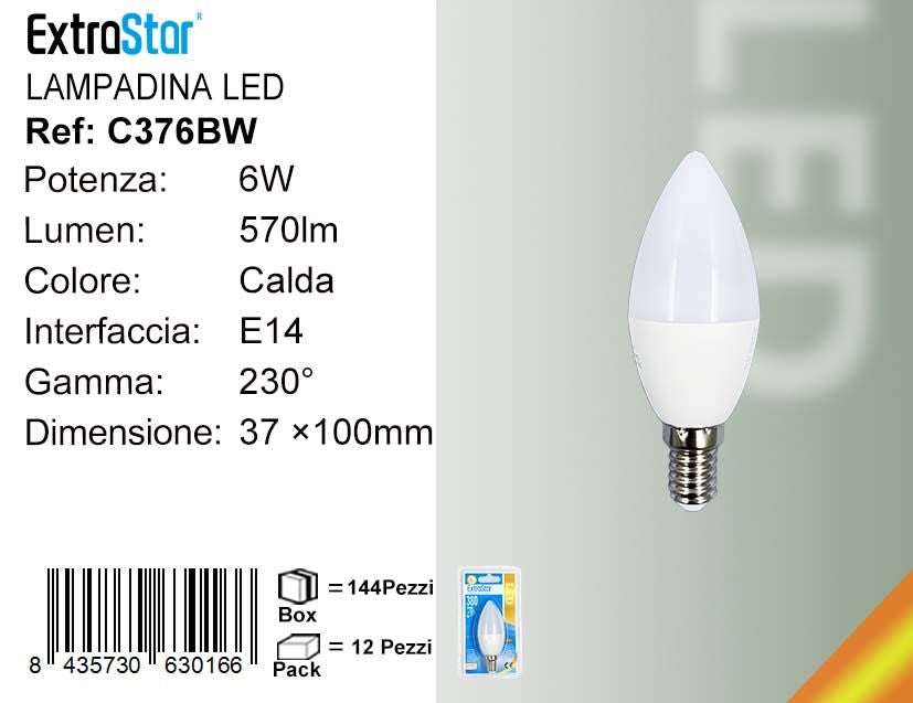 LAMPADINA LED E14 6W C37