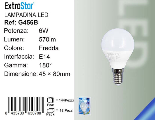 LAMPADINA LED E14 6W G45