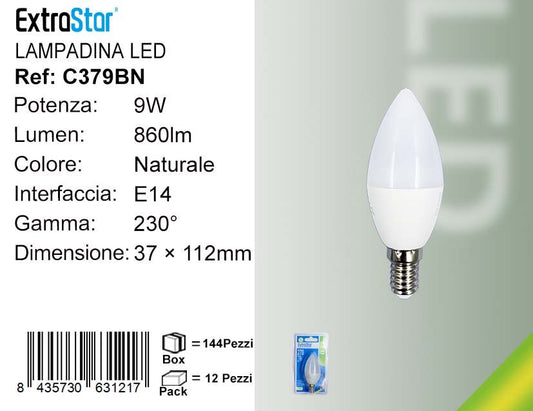 LAMPADINA LED E14 9W C37