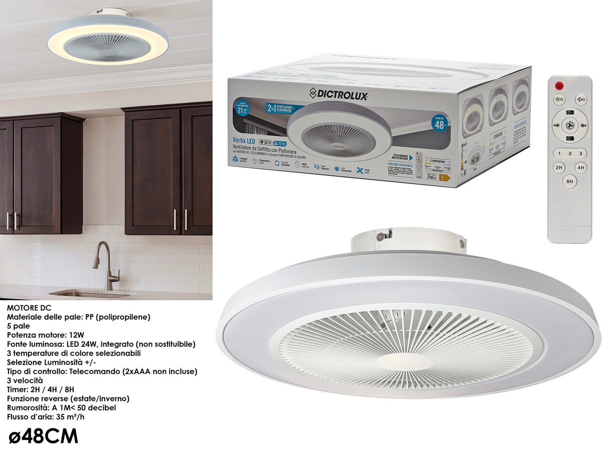 36W LED Ceiling Fan with Light and Remote Control, 3760LM Dimmable Flush Mount Smart Ceiling Fan, 3 Color Temperatures (2700K/4000K/6500K) Low Profile Bladeless Fan Light for Bedroom Living Room