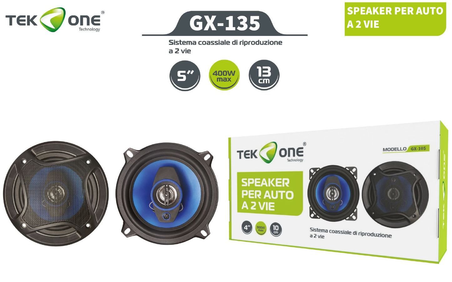 Speaker Per Auto A 2 Vie 10cm 13cm 16cm/ TEK ONE