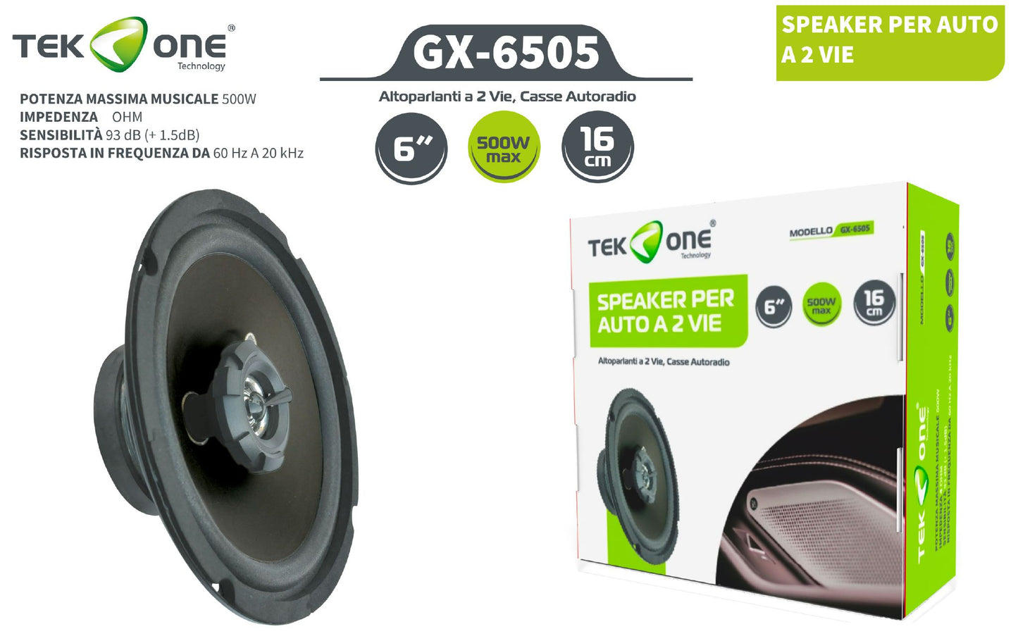 Speaker Per Auto A 2 Vie 4 5 6Pollici / TEK ONE