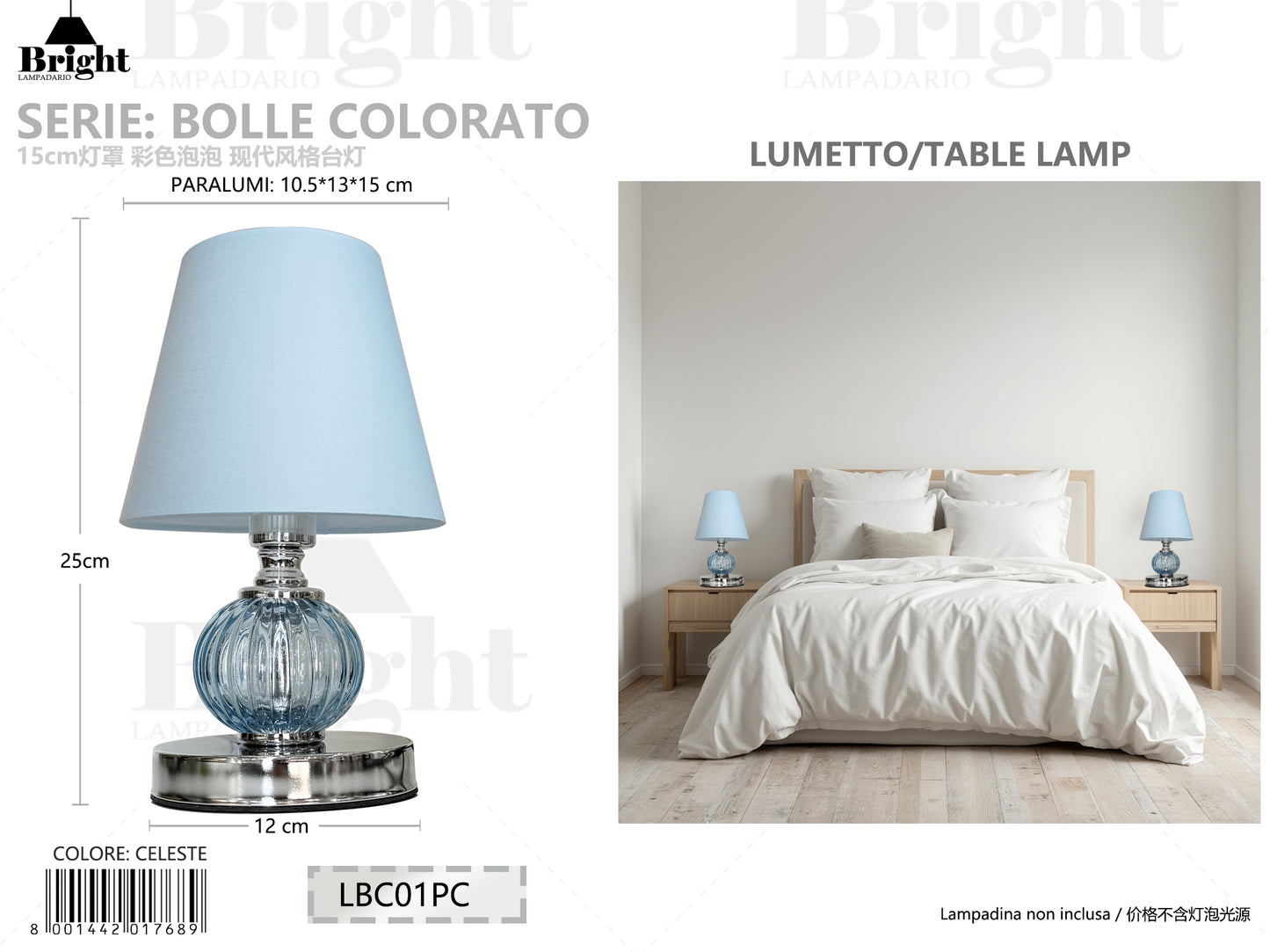 Lampada da Tavolo Piccolo in Vetro Colorato LBC01 - Serie Bolle Colorate