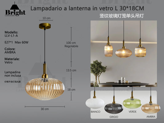 Lampadario a lanterna in vetro L 30*18CM LLV-L1