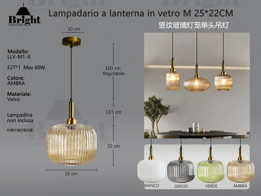 Lampadario a lanterna in vetro M 22*25CM LLV-M1