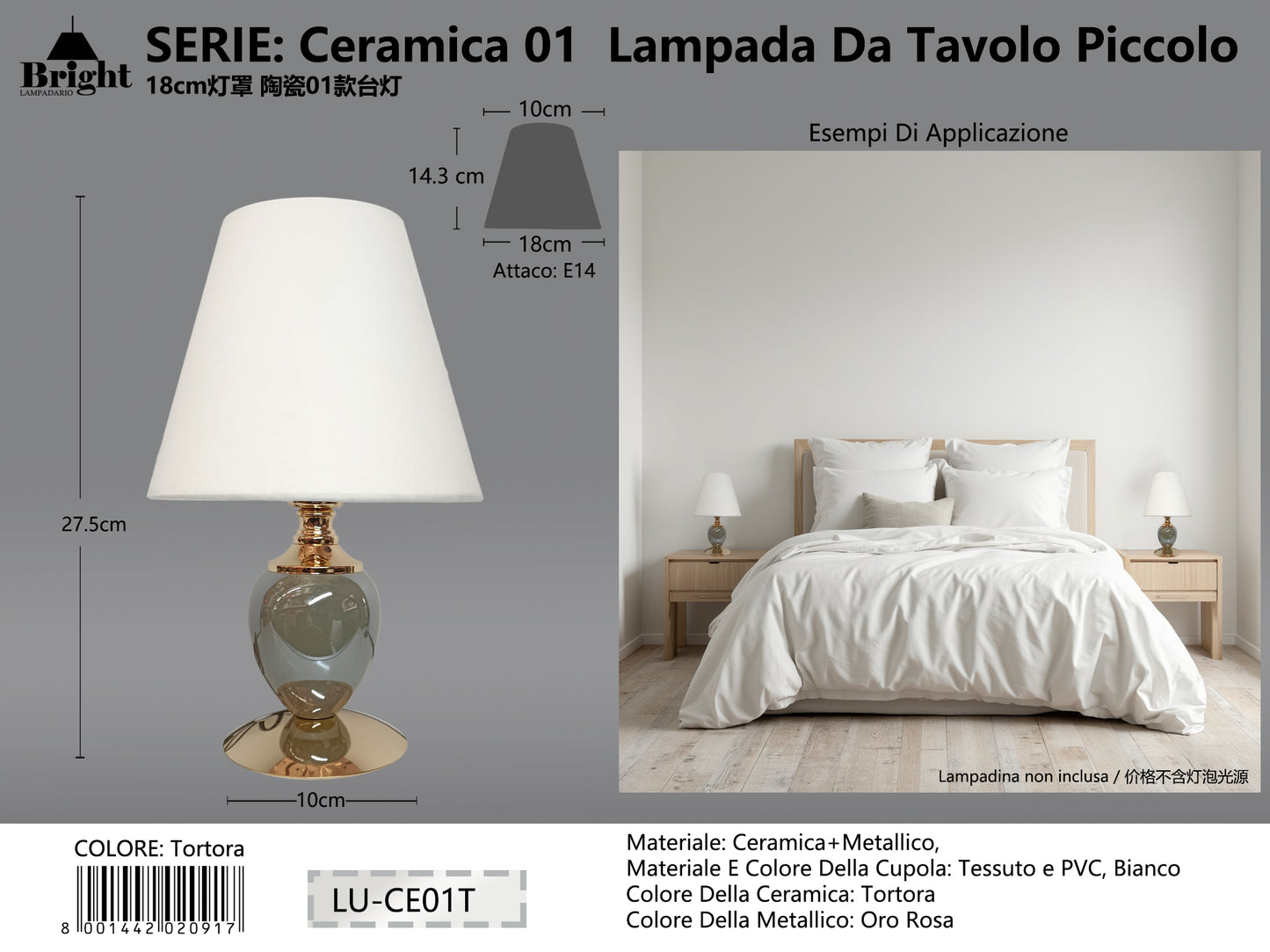 Lampada da Tavolo in Ceramica - Serie Ceramica01 - Design Elegante con Base Decorativa