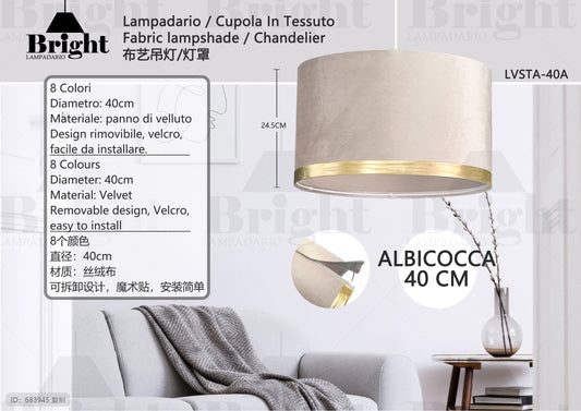 LAMPADARIO IN VELLUTO STACABILE 40cm 1 LUCE