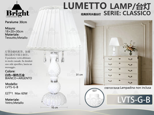 Lampada da Tavolo in Vetro Bianco E14 - Serie Classico Elegante Barocco