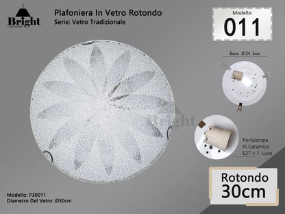 Plafoniera Rotonda in Vetro Tradizionale E27 Ø30cm - Stile Classico