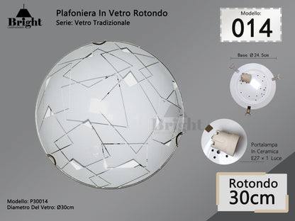 Plafoniera Rotonda in Vetro Tradizionale E27 Ø30cm - Stile Classico