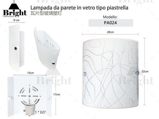 Applique da Parete in Vetro Tradizionale E27 - Forma Tegole Classica
