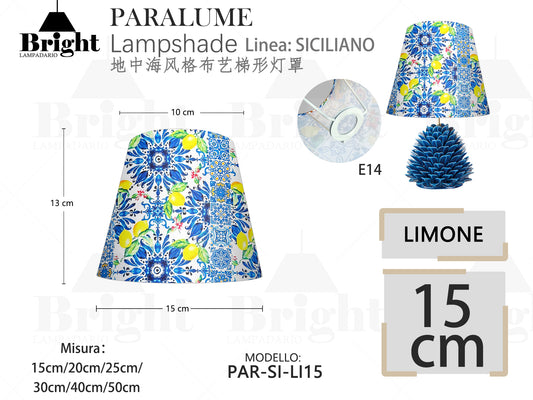 Paralume Trapezoidale Tessuto Decorato E27 - Stile Siciliano