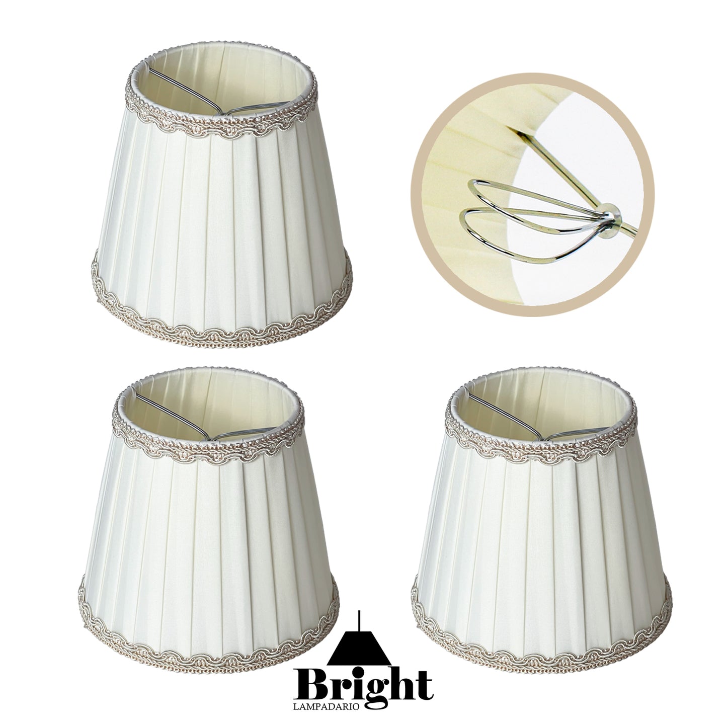Paralume A Clip in Tessuto set a 3/6 Pezzi Paralume Tessuto Ricambio Paralumi Lampadario 10×13×15cm