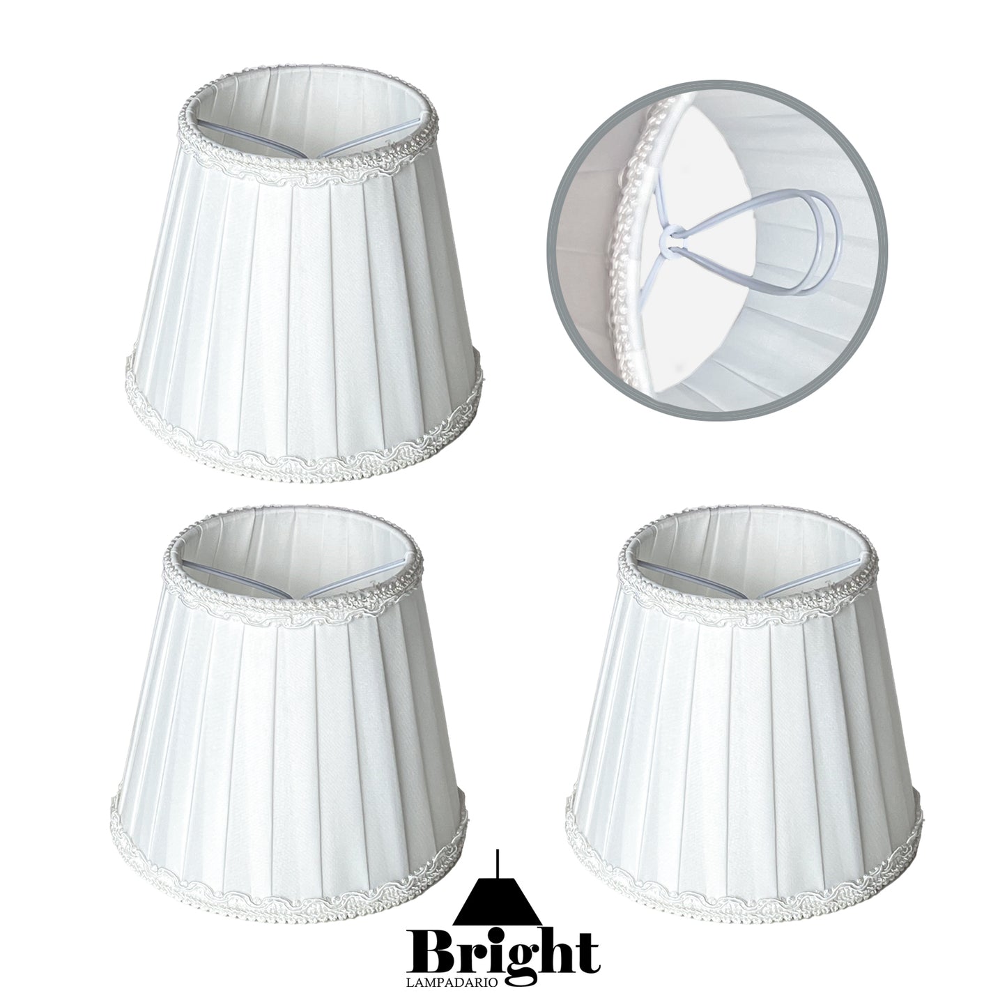 Paralume A Clip in Tessuto set a 3/6 Pezzi Paralume Tessuto Ricambio Paralumi Lampadario 10×13×15cm
