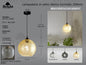 Lampada a Sospensione Sferica in Vetro 25cm con Effetto Incrinato "Vintage Crackle" Mod. SFE-IN1-25